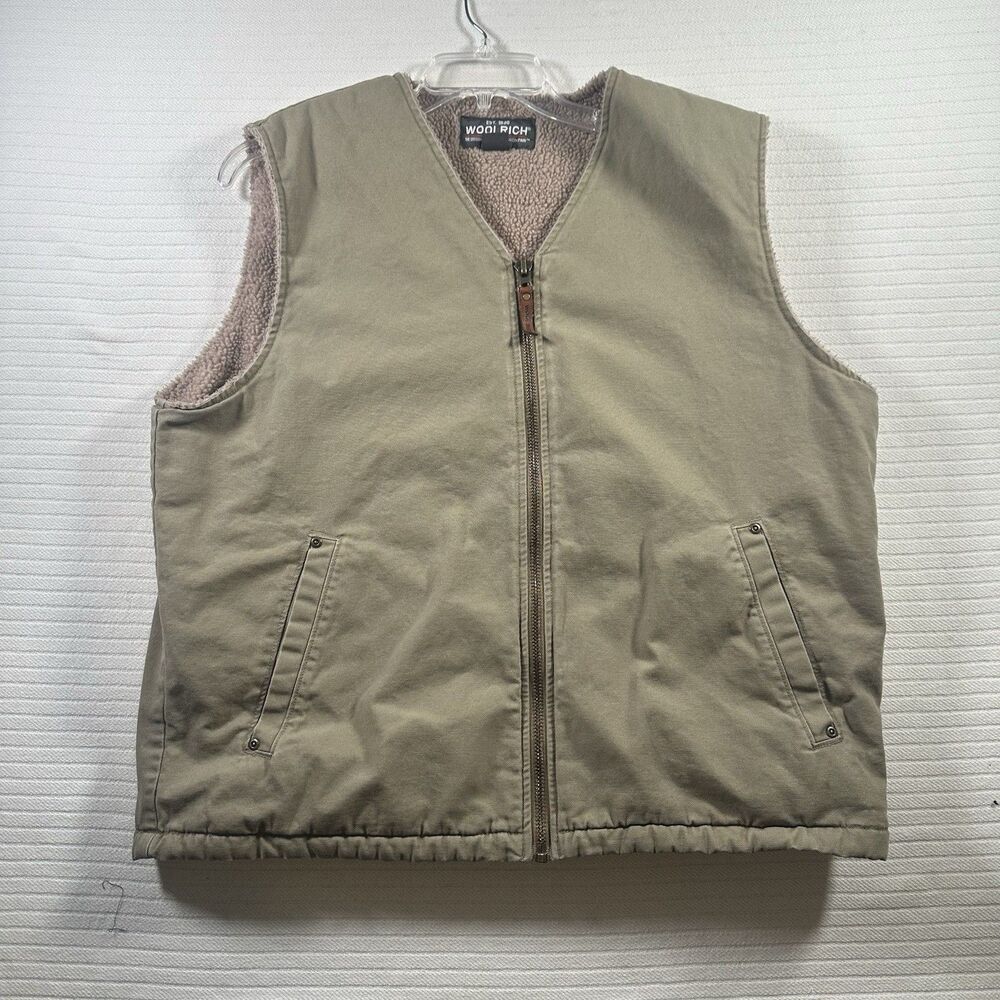 Woolrich Men’s Large Sherpa Lined Vest Brown Full Zip Outdoor Workwear